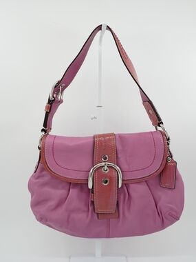 Coach Pink Shoulder Bag with Buckle Detail